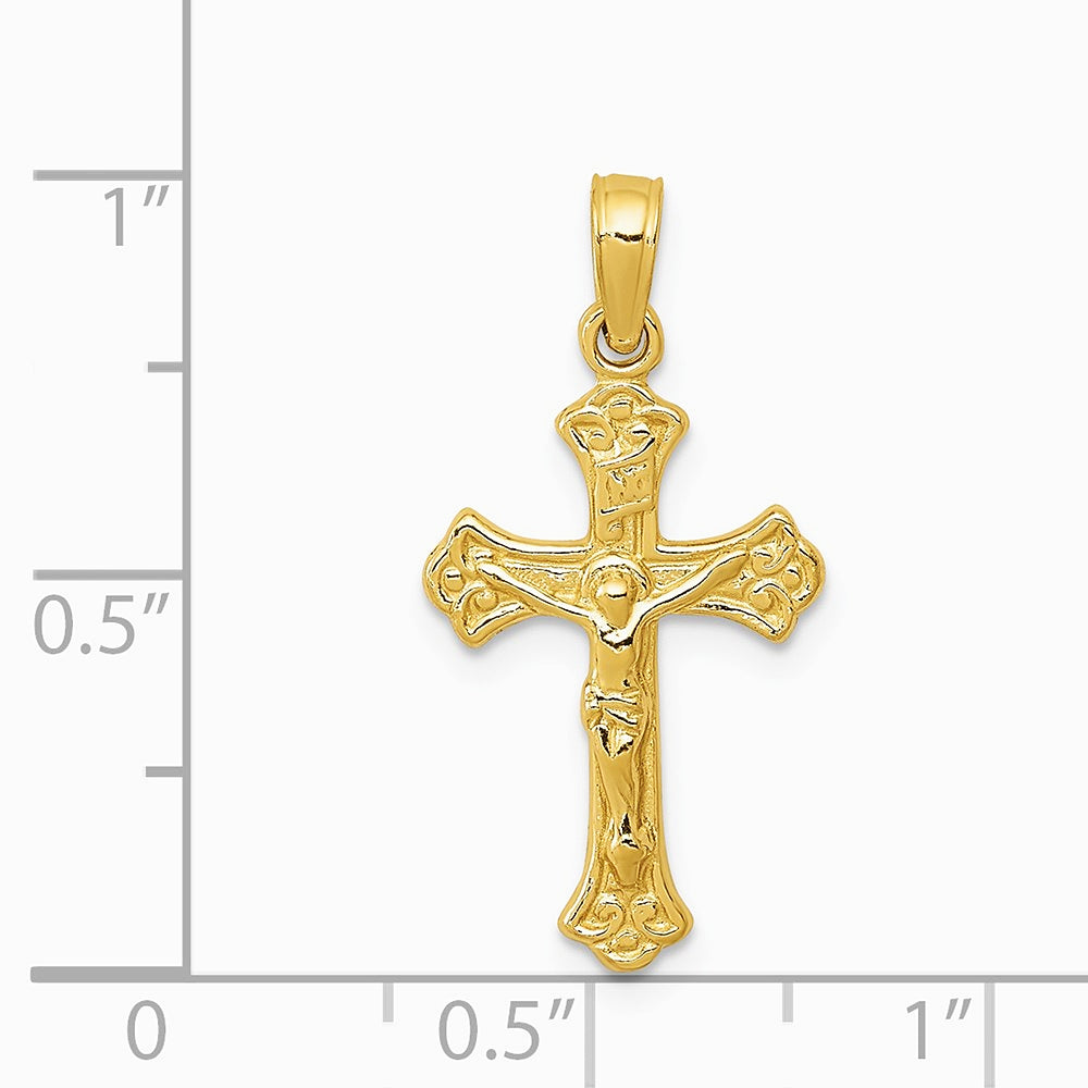 10K / 14K Yellow Gold INRI Crucifix Charm - Product Photo