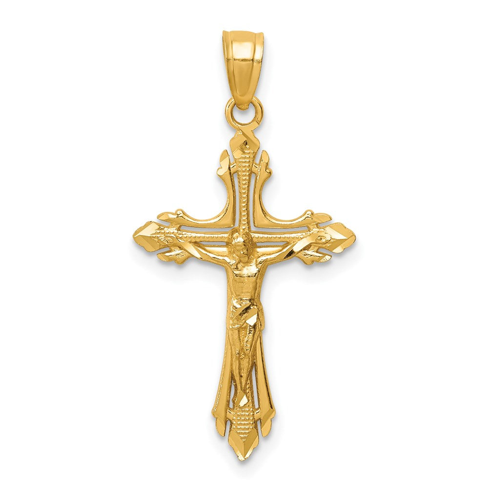 14k Diamond-cut Crucifix Pendant - Product Photo