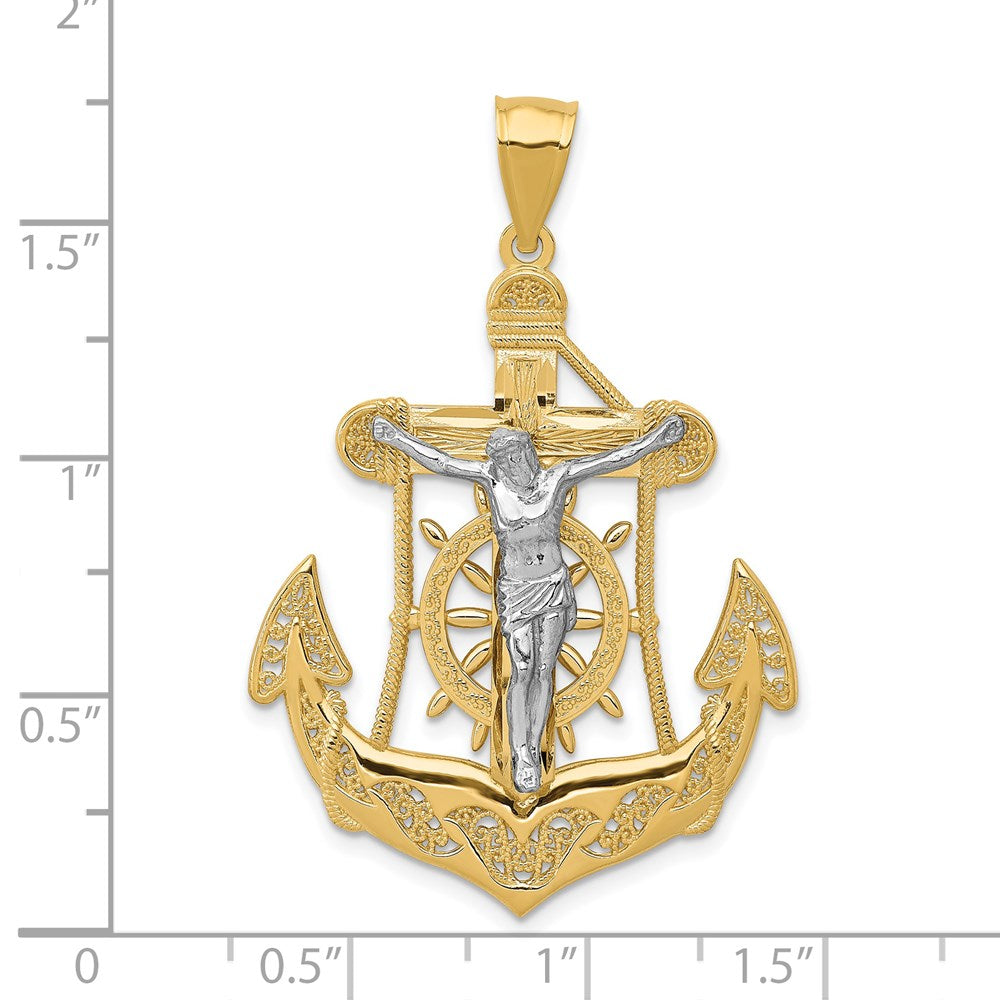14K Two-tone Mariner's Crucifix Pendant - Product Photo