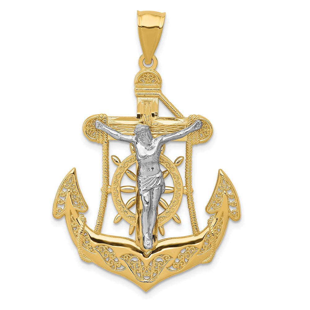 14K Two-Tone Gold Mariner's Crucifix Pendant