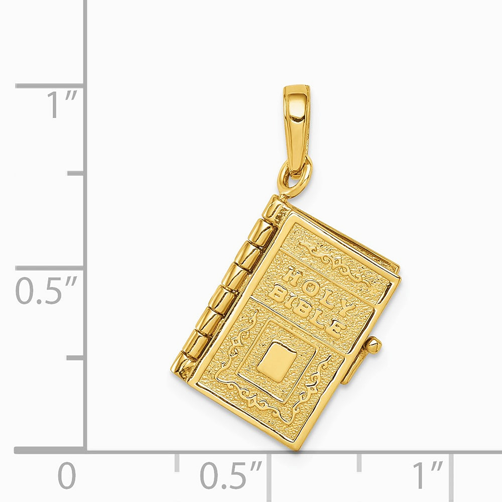 10K / 14K Yellow Gold 3D Lord's Prayer Bible Pendant - Product Photo