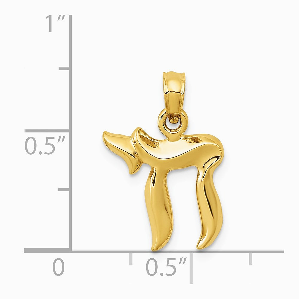 10K / 14K Yellow Gold Chai Pendant - Product Photo