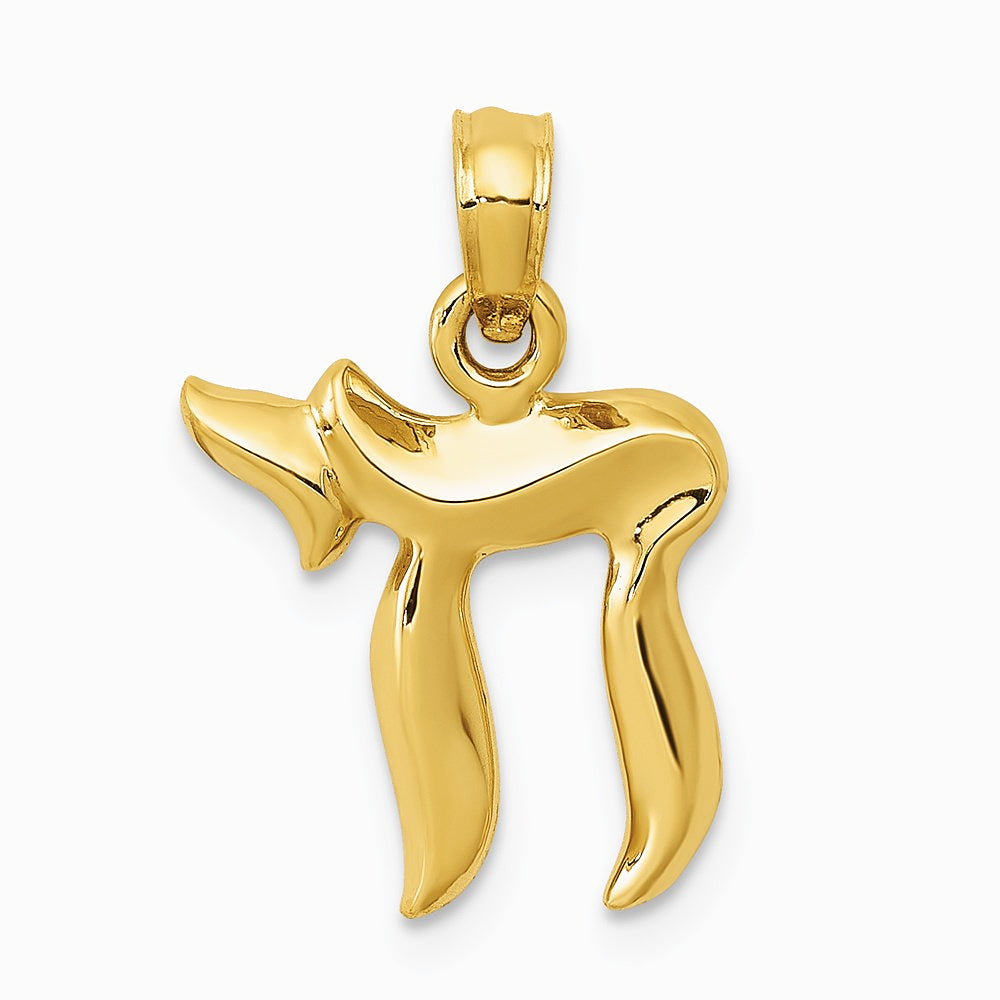 10K / 14K Yellow Gold Chai Pendant - Product Photo