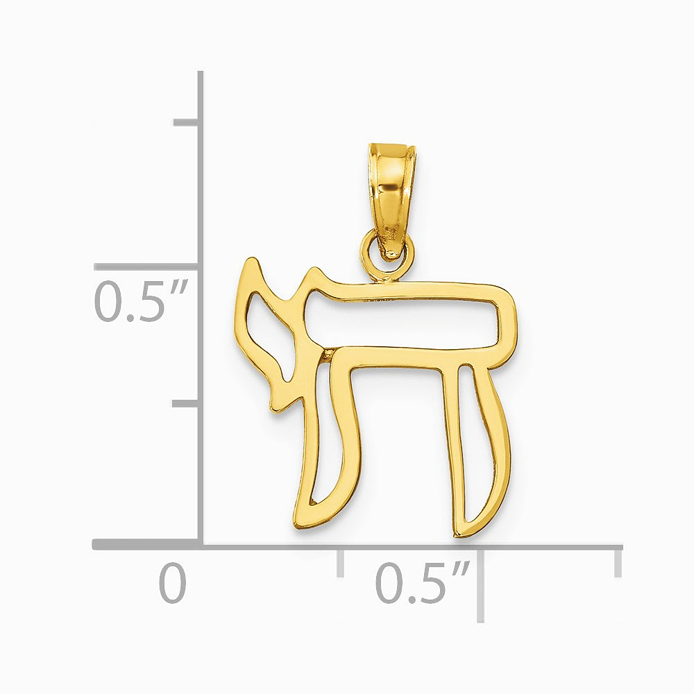 10K / 14K Yellow Gold Chai Cut-out Pendant - Product Photo