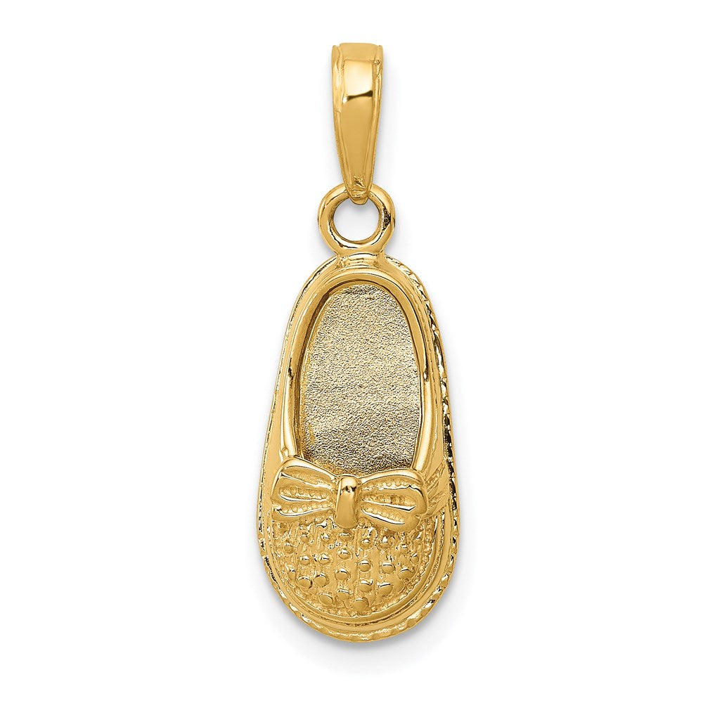 14k 3-D Baby Shoe with Bow Pendant - Product Photo