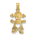 10K / 14K Yellow Gold Playful Girl with Cut Out Heart Charm - Product Photo
