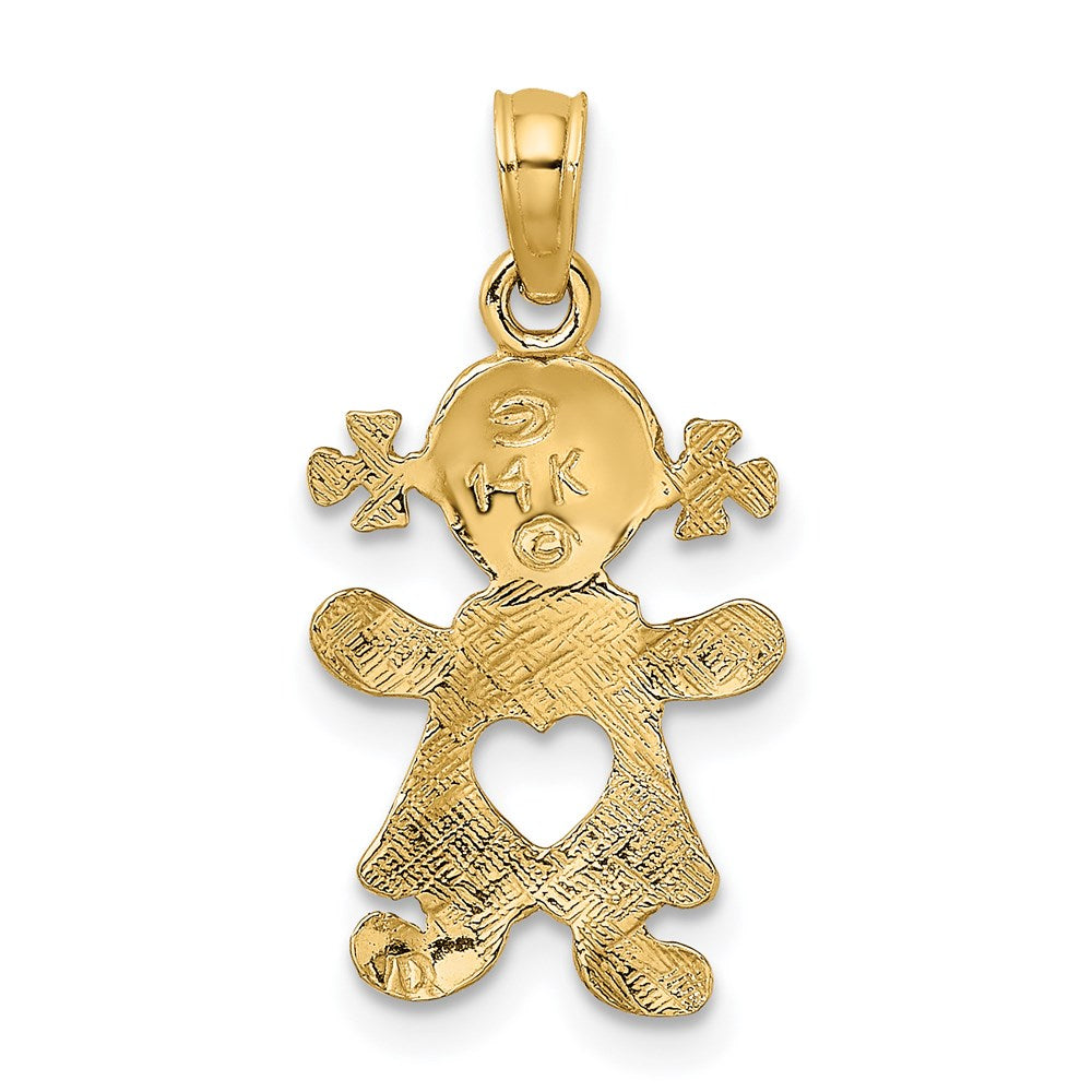 10K / 14K Yellow Gold Playful Girl with Cut Out Heart Charm - Product Photo