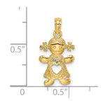 10K / 14K Yellow Gold Playful Girl with Cut Out Heart Charm - Product Photo