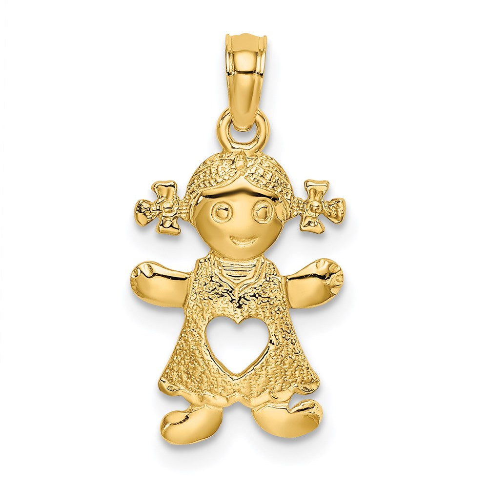 10K / 14K Yellow Gold Playful Girl with Cut Out Heart Charm - Product Photo