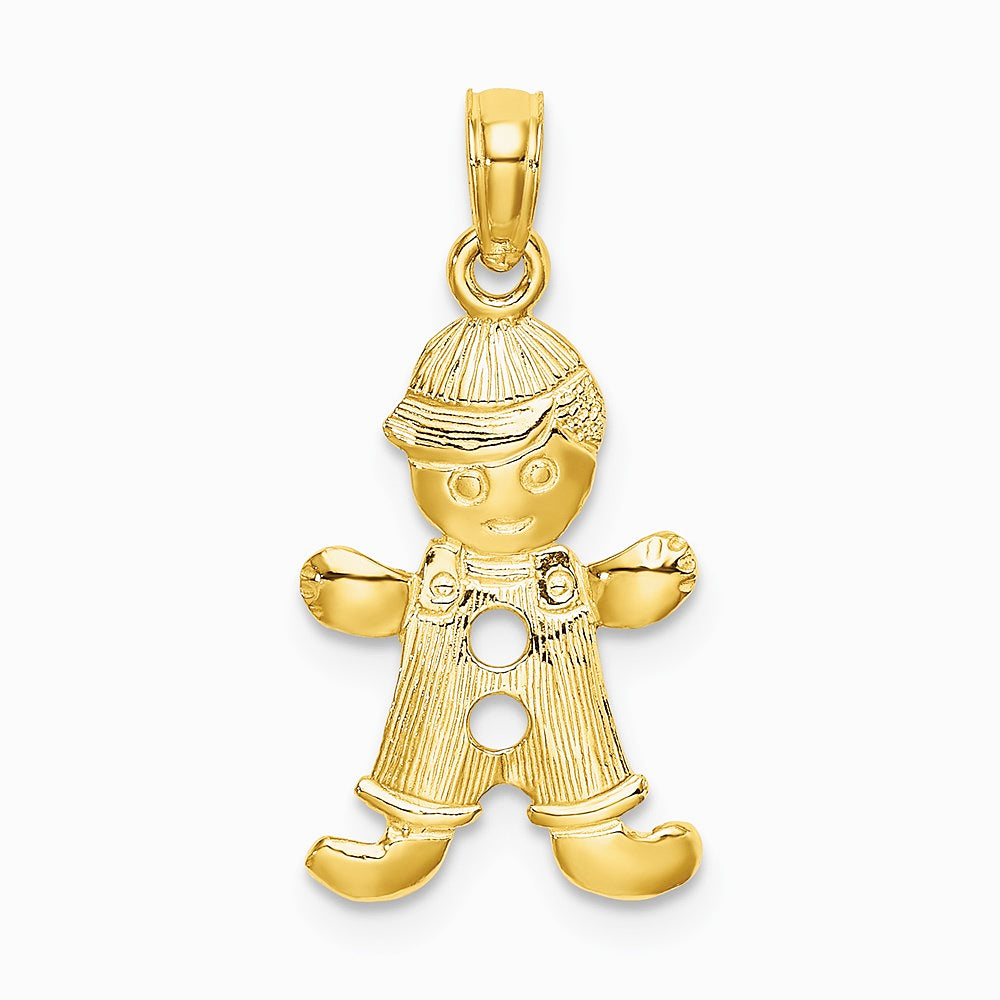10K / 14K Yellow Gold Playful Boy with Cut Out Buttons Charm - Product Photo