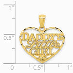10K / 14K Yellow Gold Diamond-Cut Daddys Little Girl Heart Pendant - Product Photo