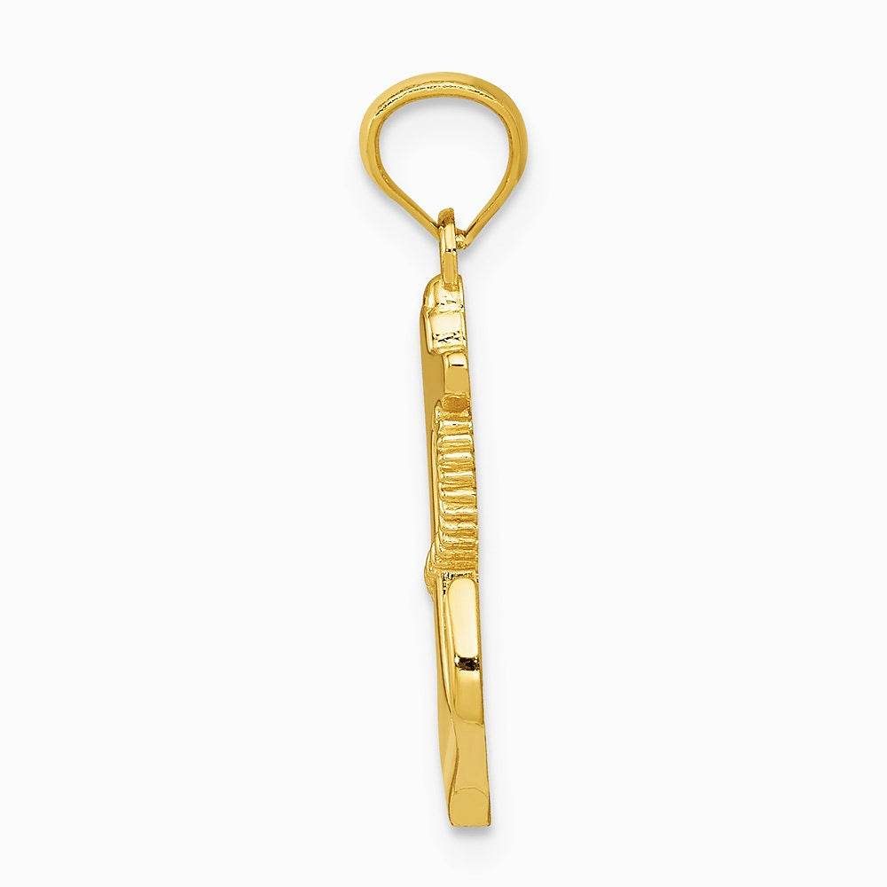 14K Yellow Gold Polished Anchor Pendant - Product Photo