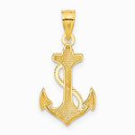 14K Yellow Gold Polished Anchor Pendant - Product Photo