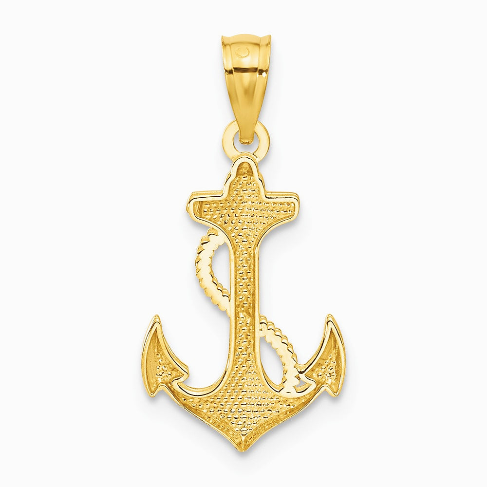 14K Yellow Gold Polished Anchor Pendant - Product Photo