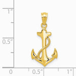 14K Yellow Gold Polished Anchor Pendant - Product Photo