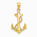 14K Yellow Gold Polished Anchor Pendant - Product Photo