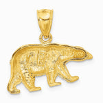 10K / 14K Yellow Gold Diamond-cut Bear Pendant - Product Photo