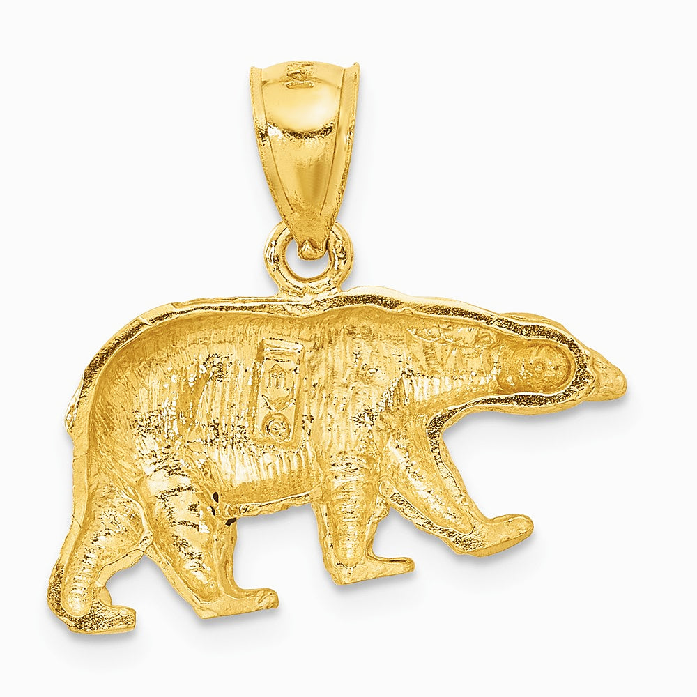 10K / 14K Yellow Gold Diamond-cut Bear Pendant - Product Photo