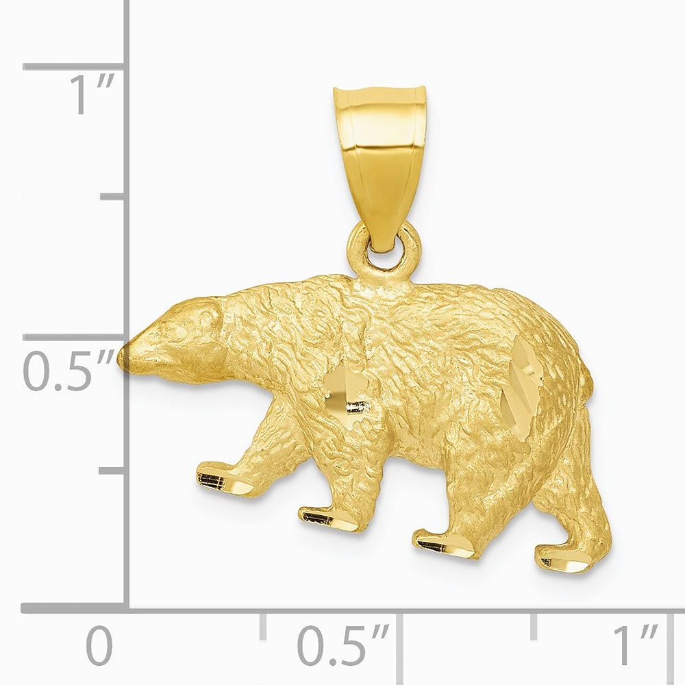 10K / 14K Yellow Gold Diamond-cut Bear Pendant - Product Photo