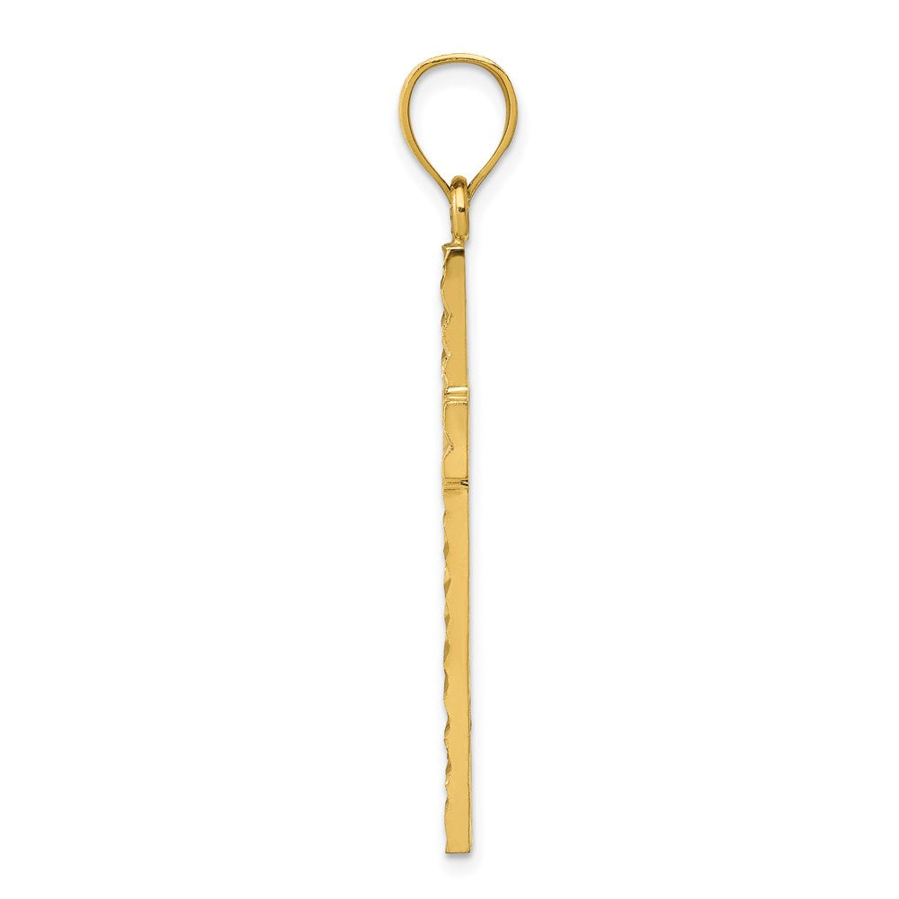 14K Yellow Gold Diamond-cut Cross Pendant - Product Photo