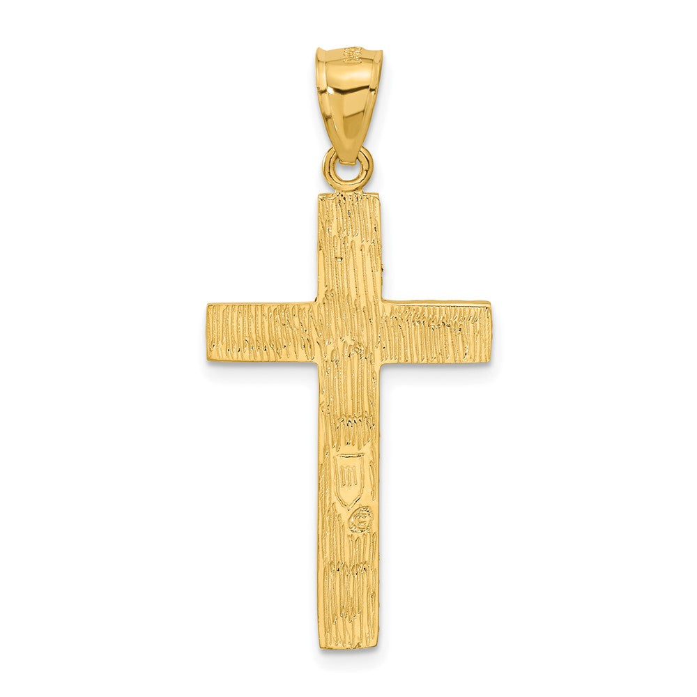 14K Yellow Gold Diamond-cut Cross Pendant - Product Photo
