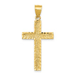 14K Yellow Gold Diamond-cut Cross Pendant - Product Photo