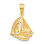 10K / 14K Yellow Gold Sailboat Pendant - Product Photo