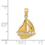 10K / 14K Yellow Gold Sailboat Pendant - Product Photo