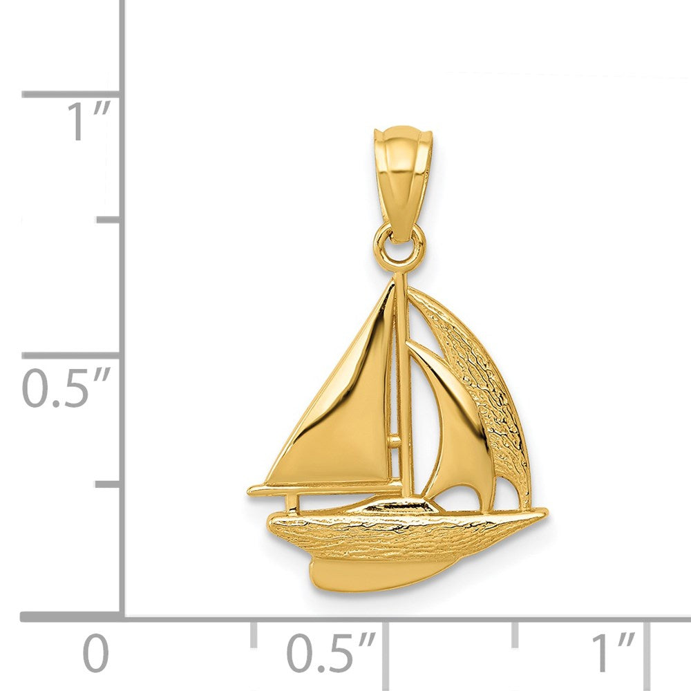10K / 14K Yellow Gold Sailboat Pendant - Product Photo