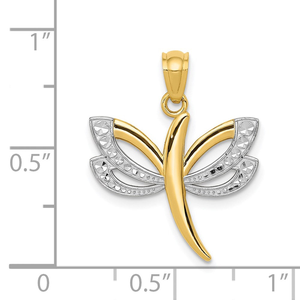 14k w/Rhodium Dragonfly Pendant - Product Photo