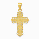 10K / 14K Yellow Gold Lace Trim Cross Pendant - Product Photo
