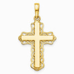 10K / 14K Yellow Gold Lace Trim Cross Pendant - Product Photo