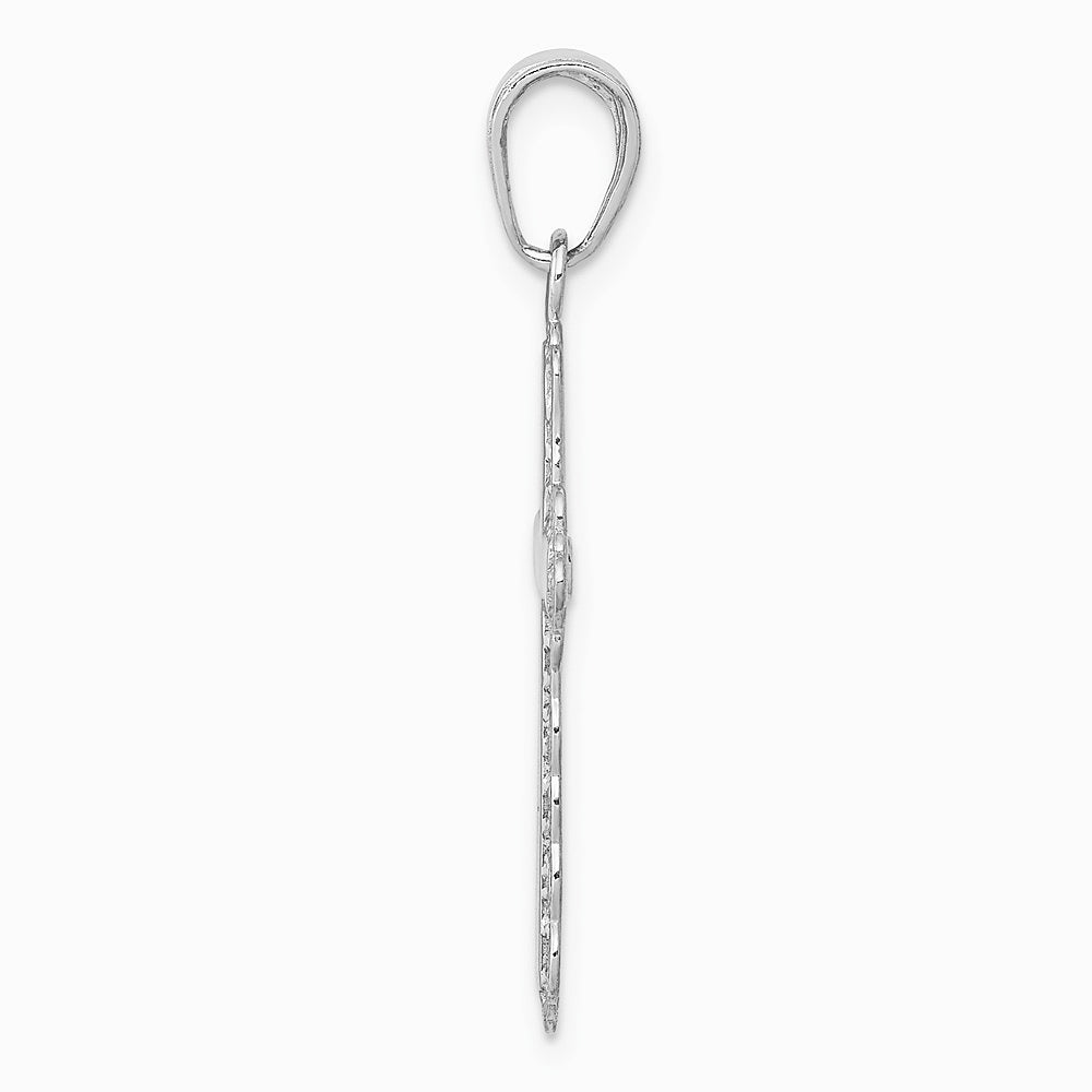 10K / 14K White Gold Lace Trim Cross Pendant - Product Photo