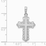 10K / 14K White Gold Lace Trim Cross Pendant - Product Photo