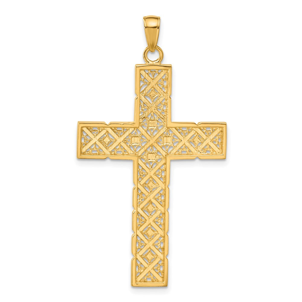 14K Yellow & Rhodium with Rhodium Latin Cross Pendant - Product Photo