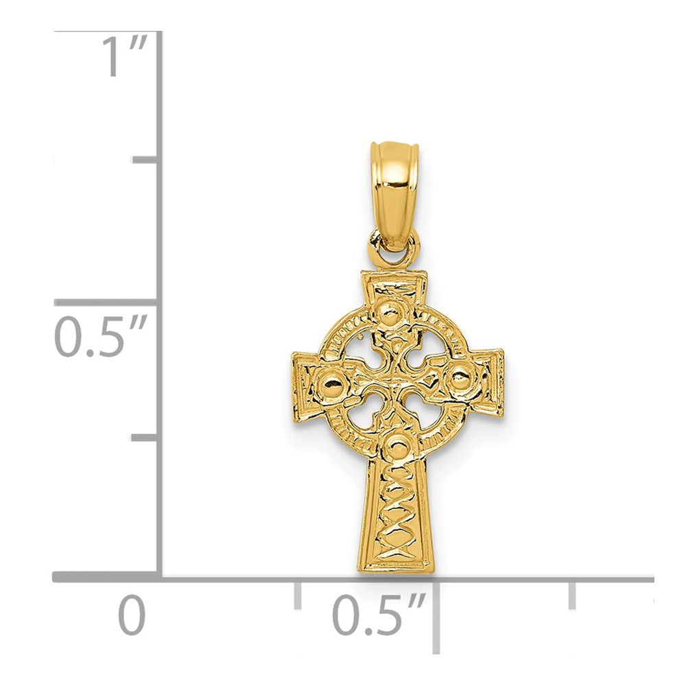10K / 14K Yellow Gold Celtic Cross with Eternity Circle Pendant - Product Photo