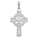 14K White Gold Celtic Cross with Eternity Circle Pendant - Product Photo