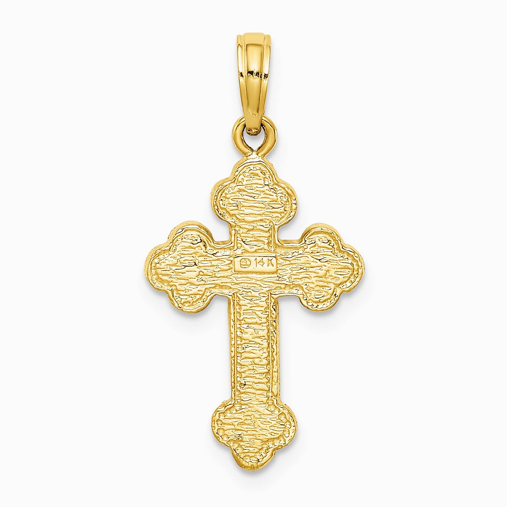 10K / 14K Yellow Gold Budded Cross Pendant - Product Photo