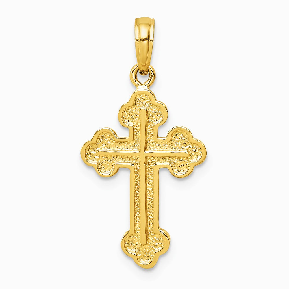 10K / 14K Yellow Gold Budded Cross Pendant - Product Photo