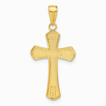 10K / 14K Yellow Gold Diamond-cut Beveled Edges Cross Pendant - Product Photo