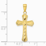 10K / 14K Yellow Gold Diamond-cut Beveled Edges Cross Pendant - Product Photo
