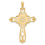 14K Yellow & Rhodium with Rhodium Diamond-cut Beaded Trim Infinity Cross Pendant - Product Photo