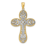 14K Two-tone Diamond-cut Layered Cross Pendant - Product Photo