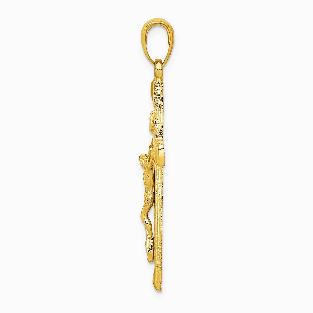 10K / 14K Yellow Gold INRI Crucifix Pendant - Product Photo