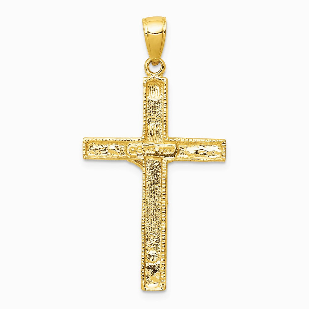 10K / 14K Yellow Gold INRI Crucifix Pendant - Product Photo