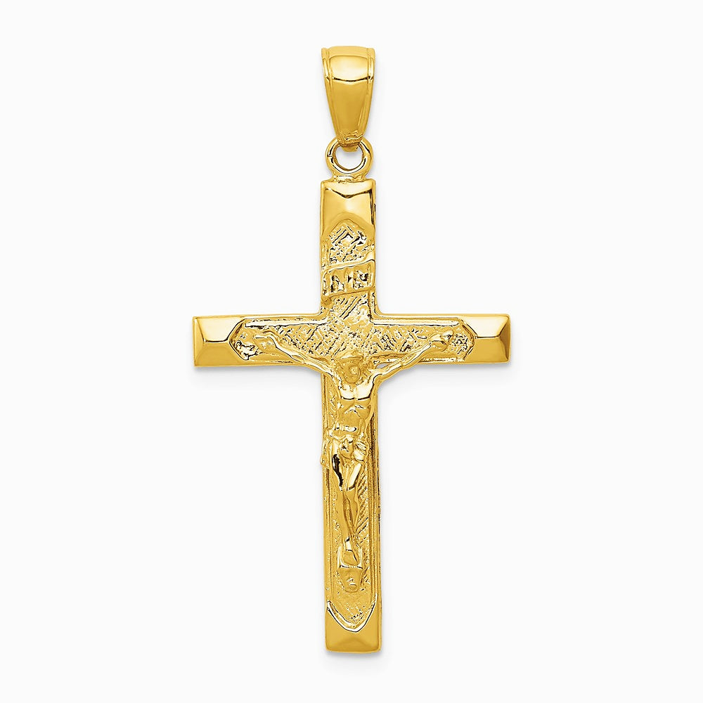 10K / 14K Yellow Gold INRI Crucifix Pendant - Product Photo
