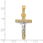 10K / 14K Two-tone Diamond-Cut Large Block Lattice Cross with Crucifix Pendant - Product Photo