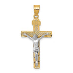 10K / 14K Two-tone Diamond-Cut Large Block Lattice Cross with Crucifix Pendant - Product Photo