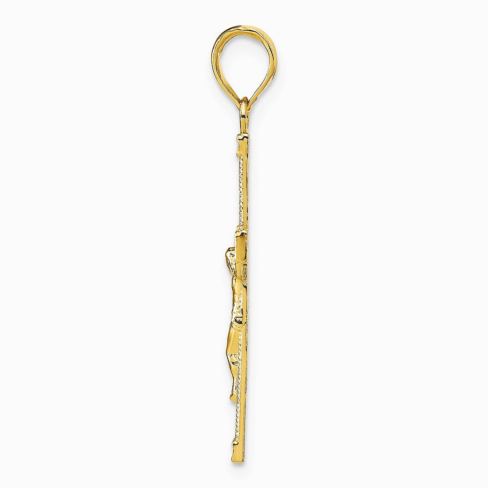 10K / 14K Yellow Gold Diamond-cut Fancy Tipped Crucifix Pendant - Product Photo