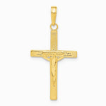 10K / 14K Yellow Gold Diamond-cut Fancy Tipped Crucifix Pendant - Product Photo